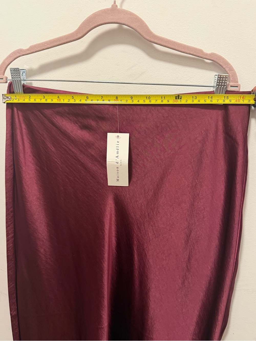 Women’s Satin Slip Midi Skirt in Deep Wine - Picture 3 of 4